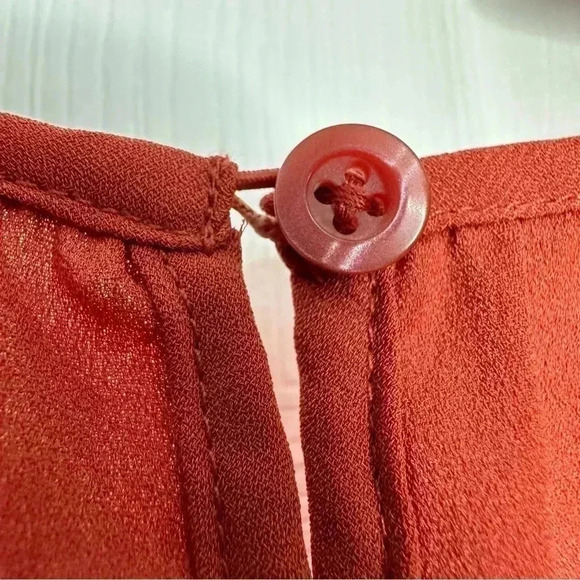 Simply Vera Vera Wang Blouse Semi-Sheer Ruffled Sleeves Burnt Orange Size XS - Picture 15 of 16